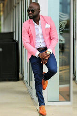 Shining Candy Pink Two-Piece Prom Suit for Groom and Groomsmen