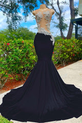 Shining V Neck Mermaid Long Prom Dress with Appliques