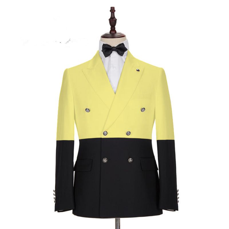 Shining Yellow Double-Breasted Wedding Suit for Summer
