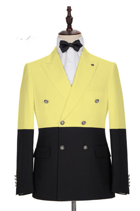 Shining Yellow Double-Breasted Wedding Suit for Summer
