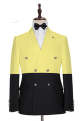 Shining Yellow Double-Breasted Wedding Suit for Summer
