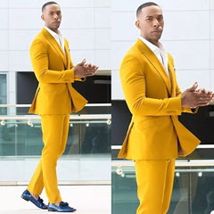 Shining Yellow Ring Bearer Suit with Peaked Lapel and Double-Breasted Design