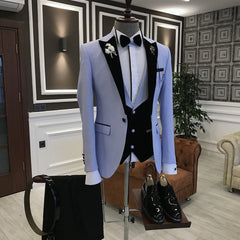 Simple Purple Three-Piece Prince Suit for Men with Peaked Lapel