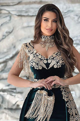 Dark Green Mermaid Long Prom Dress with Split and Detachable Skirt