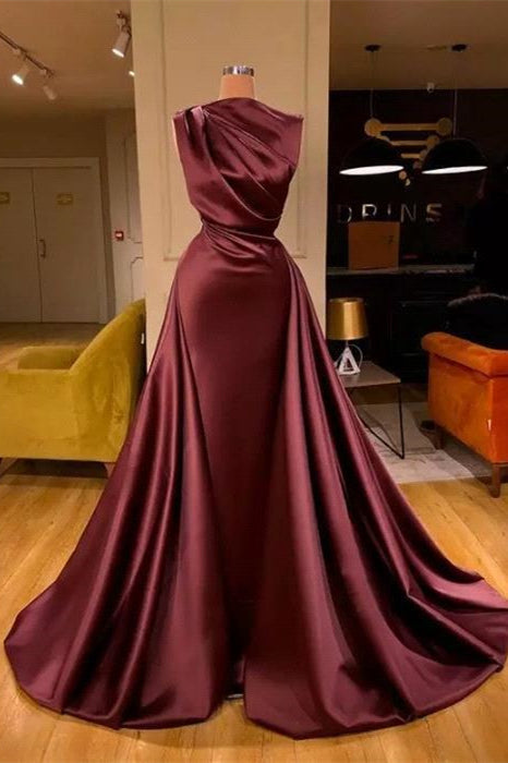 Sleeveless Mermaid Long Evening Dress with Pleated Details