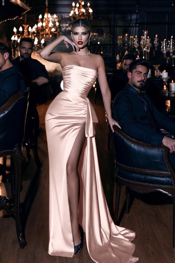 Strapless Mermaid Long Prom Dress with High Split