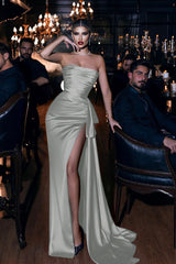 Strapless Mermaid Long Prom Dress with High Split