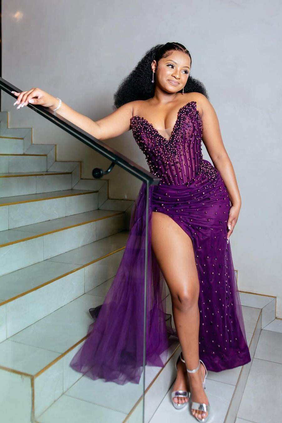Strapless Mermaid Long Prom Dress with Beading and Split