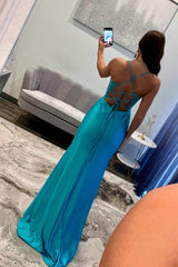 Spaghetti Strap Mermaid Long Prom Dress with Appliques