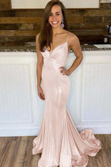 Spaghetti Strap Mermaid Long Prom Dress with Ruffles