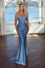 Spaghetti Strap Mermaid Long Prom Dress with Sequins
