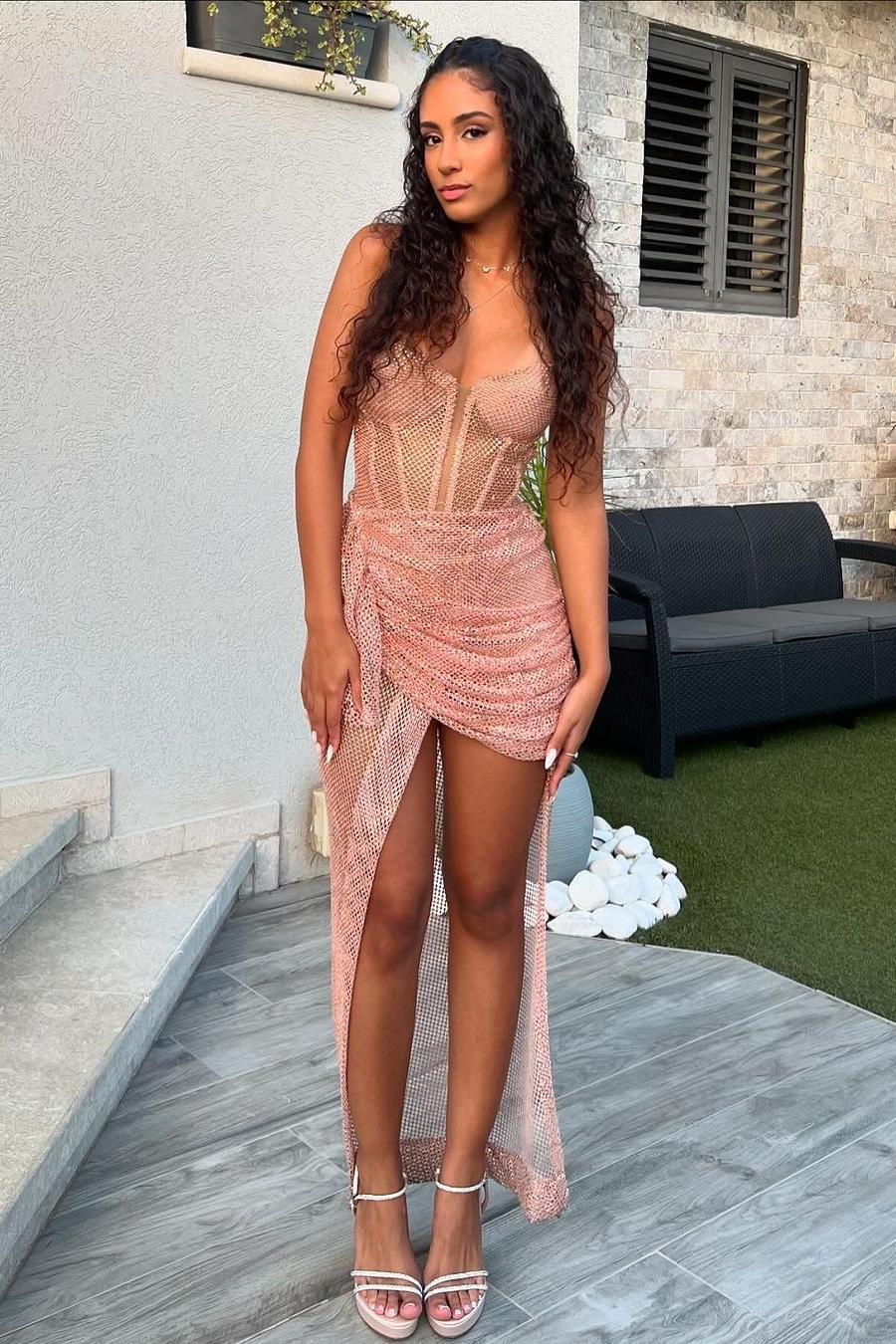 Sweetheart Spaghetti Strap Long Prom Dress with Split and Pleated
