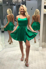 Spaghetti Straps Criss Cross Fuchsia Homecoming Dress