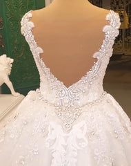 Spaghetti-Straps Sweetheart A-line Backless Wedding Dress With Appliques Lace