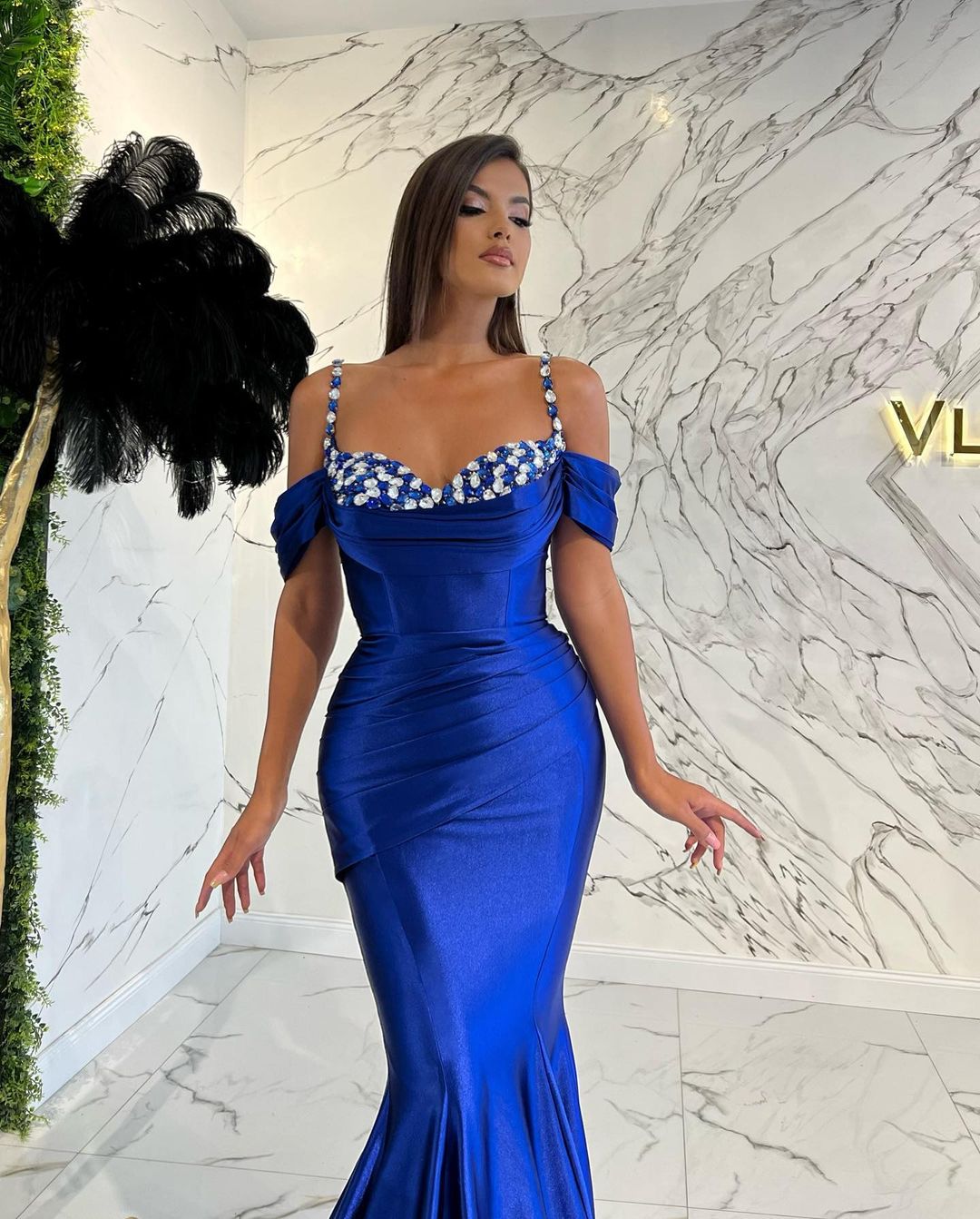 Spaghetti-Straps Sweetheart Mermaid Evening Dress with Sequins Online