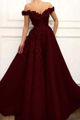 Off the Shoulder Strapless Long Prom Dress with Appliques