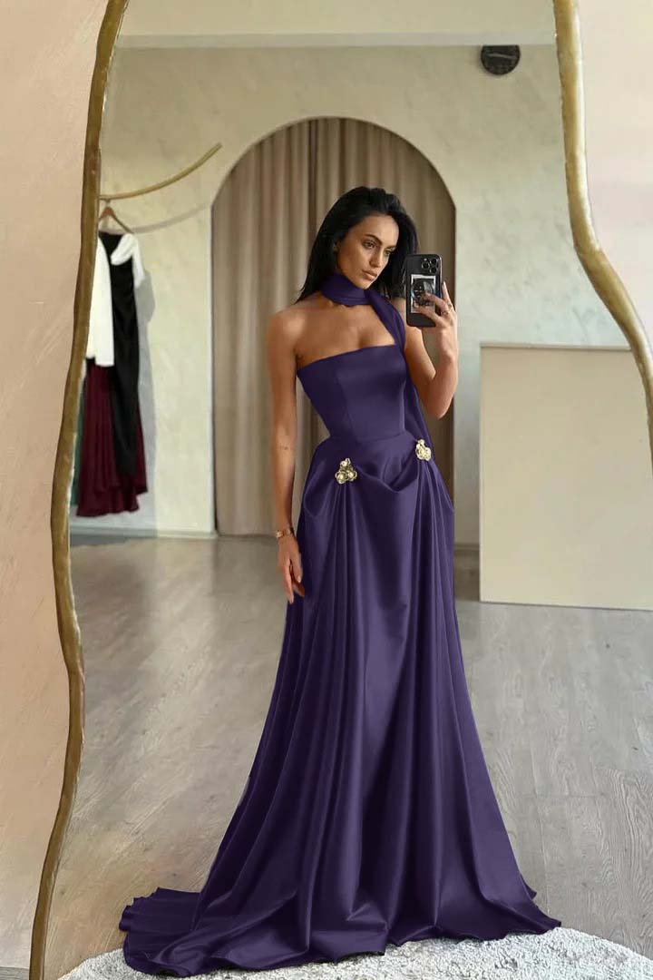 Strapless A-Line Long Prom Dress with Beading and Ruffles
