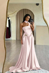 Strapless A-Line Long Prom Dress with Beading and Ruffles