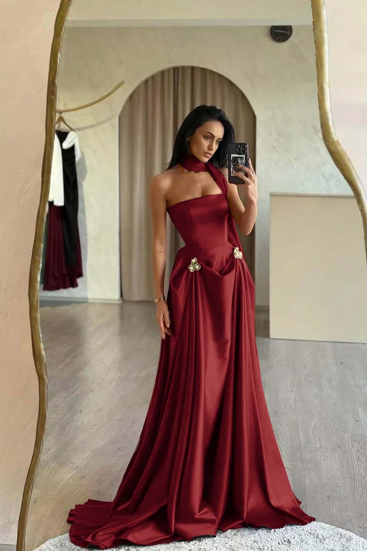 Strapless A-Line Long Prom Dress with Beading and Ruffles