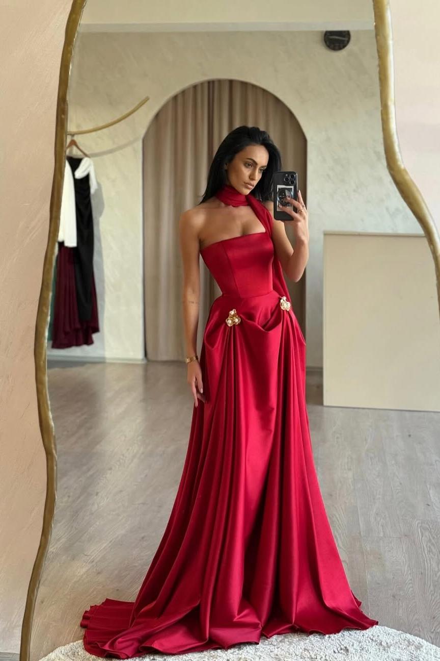 Strapless A-Line Long Prom Dress with Beading and Ruffles