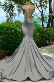 Strapless Backless Mermaid Long Prom Dress with Appliques