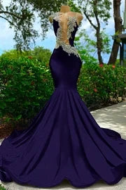 Strapless Backless Mermaid Long Prom Dress with Appliques