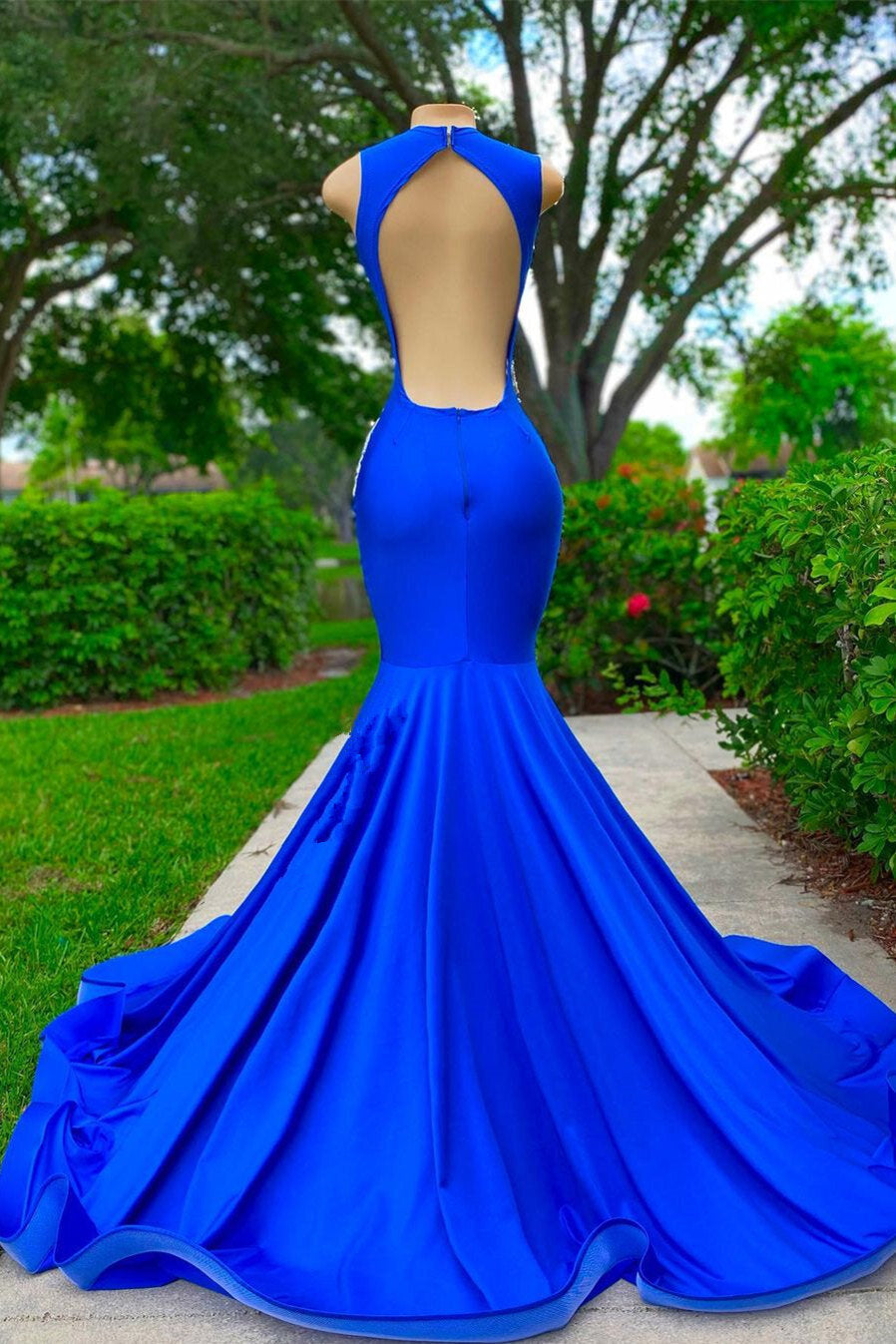 Strapless Backless Mermaid Long Prom Dress with Appliques