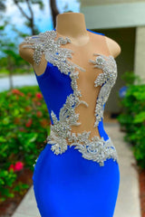 Strapless Backless Mermaid Long Prom Dress with Appliques