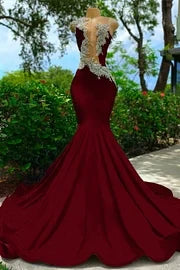 Strapless Backless Mermaid Long Prom Dress with Appliques