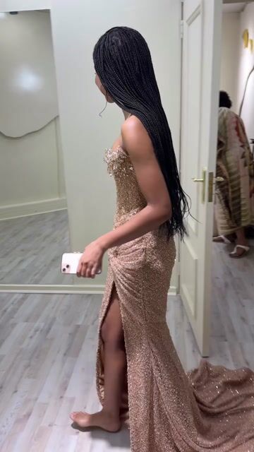 Strapless Mermaid Long Prom Dress with Sequins Split