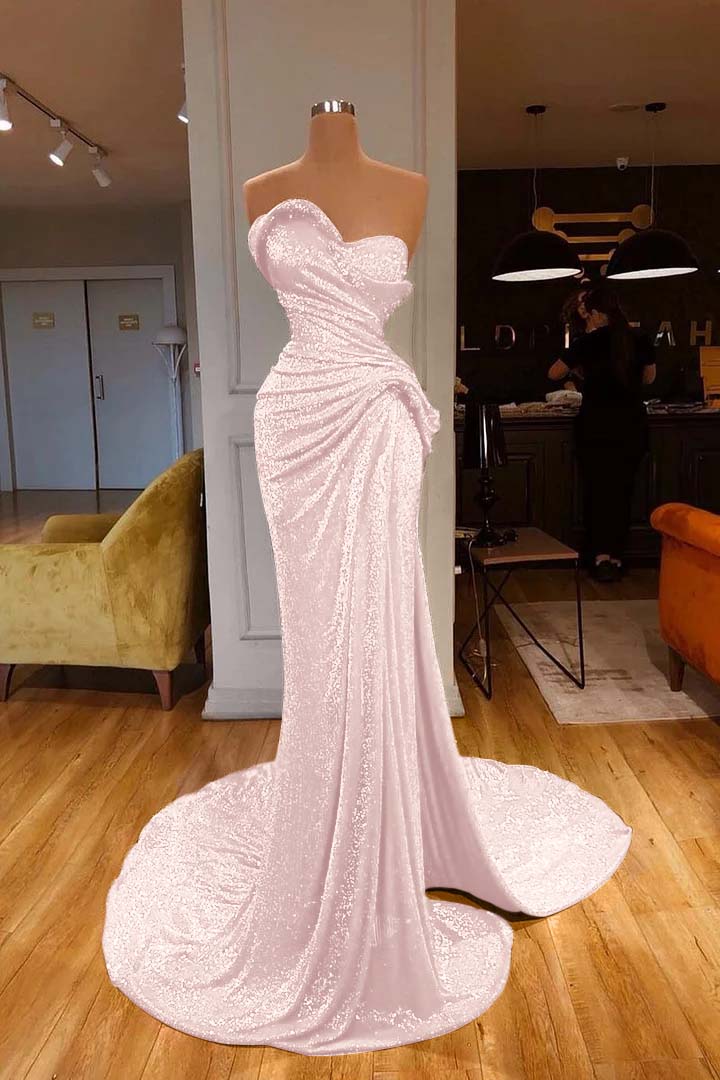 Strapless Sweetheart Mermaid Long Prom Dress with Sequins