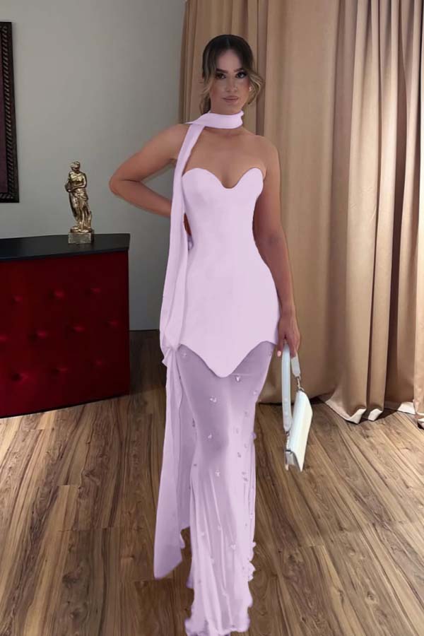Strapless Sweetheart Mermaid Long Prom Dress with Beading