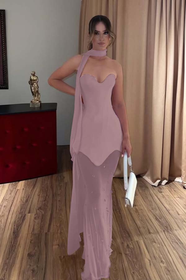 Strapless Sweetheart Mermaid Long Prom Dress with Beading
