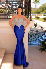 Mermaid Long Prom Dress with Beading and Pleated