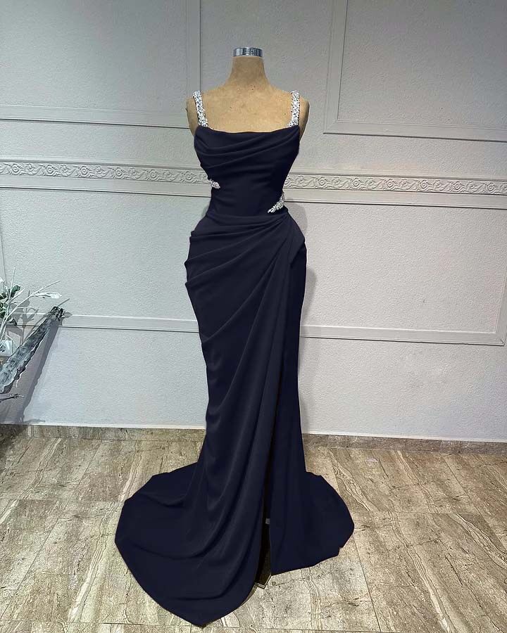 Mermaid Long Prom Dress with Pleated Sequins