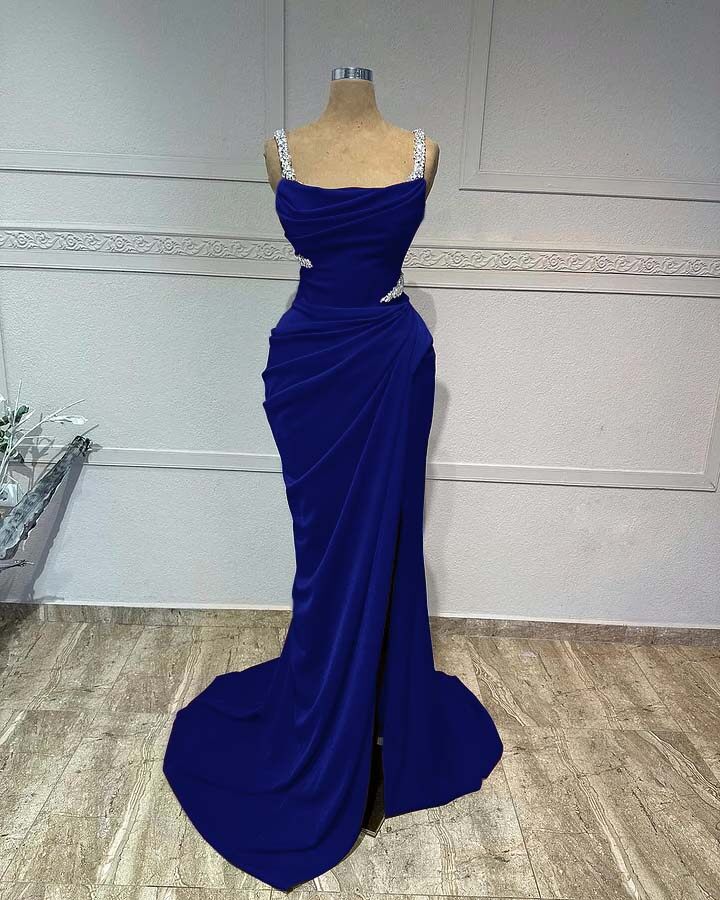 Mermaid Long Prom Dress with Pleated Sequins