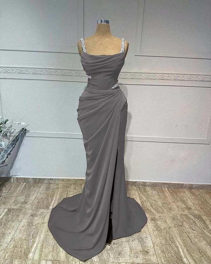 Mermaid Long Prom Dress with Pleated Sequins