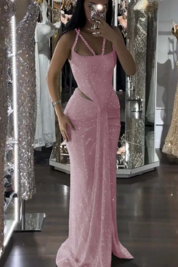 Mermaid Long Prom Dress with Sequins and Pleats