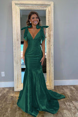 V Neck Mermaid Long Prom Dress with Beading