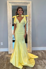 V Neck Mermaid Long Prom Dress with Beading
