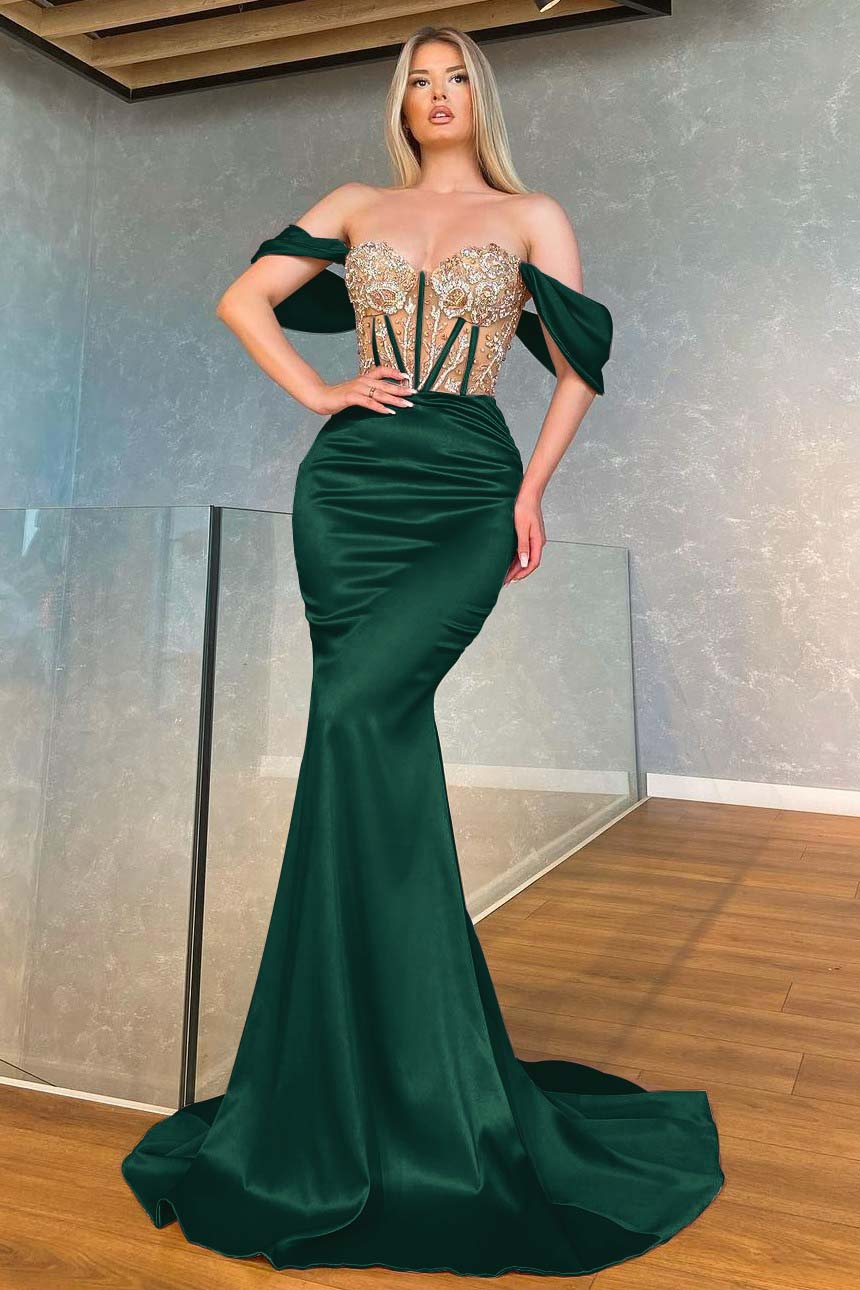 Stunning Pink Off the Shoulder Mermaid Long Prom Dress with Appliques