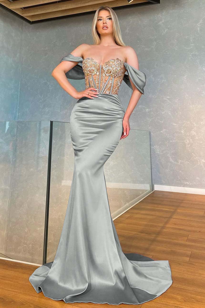 Stunning Pink Off the Shoulder Mermaid Long Prom Dress with Appliques