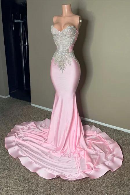 Stunning Strapless Mermaid Long Prom Dress with Embroidery