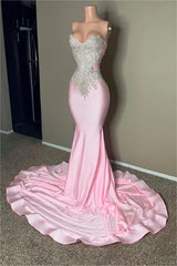 Stunning Strapless Mermaid Long Prom Dress with Embroidery