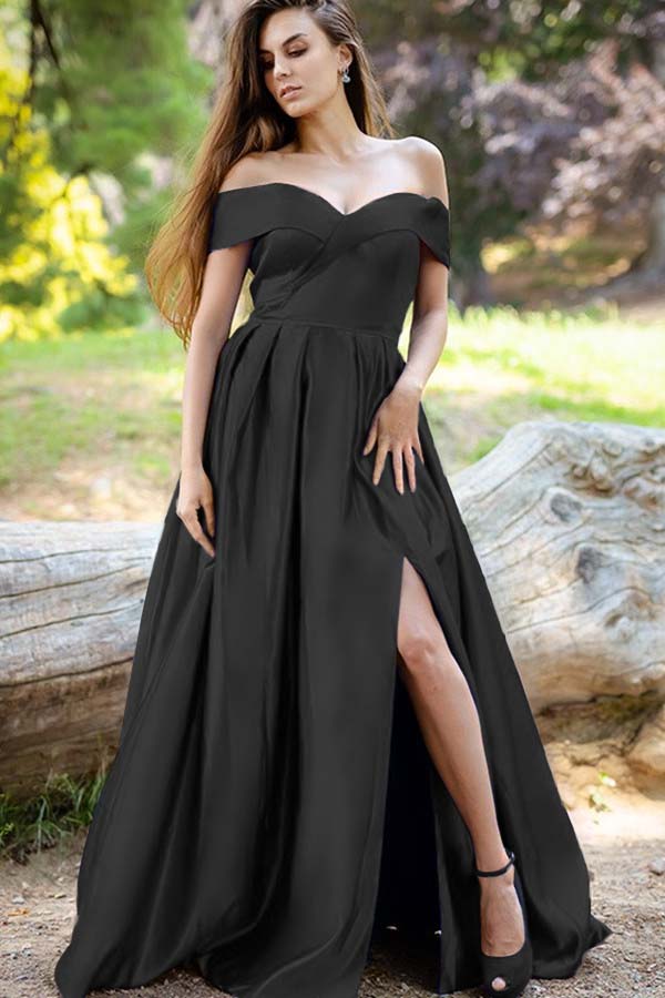 Stunning Royal Blue Off the Shoulder Long Prom Dress with Split