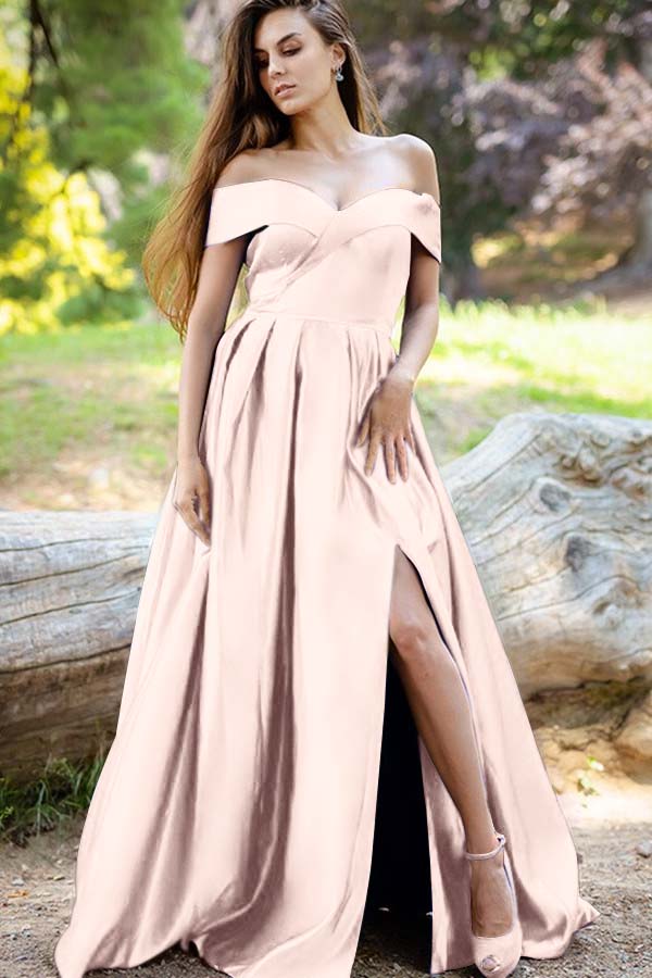 Stunning Royal Blue Off the Shoulder Long Prom Dress with Split