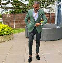 Stylish Alexander Green Groomsmen Tuxedo with Notched Lapel