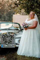 Babyonlines Sweetheart Short Sleeves Plus Size Ball Gown Wedding Dresses