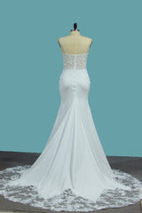 Sweetheart Spaghetti Strap Floor-Length Mermaid Wedding Dress with Lace