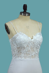 Sweetheart Spaghetti Strap Floor-Length Mermaid Wedding Dress with Lace